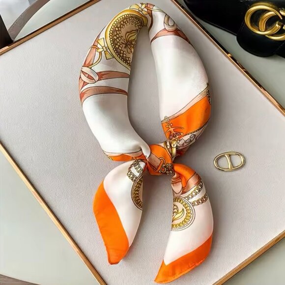 70cm Silk Feeling Square Scarf Women Satin Bandana Print Scarves Head Band NEW - Picture 2 of 6